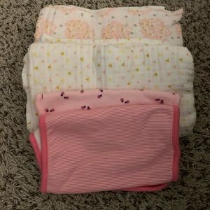 Swaddles and burp cloths